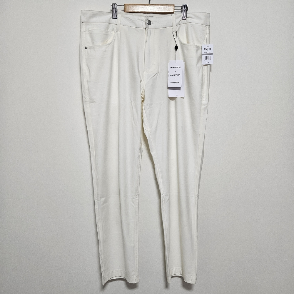 NWT Twice Mens Stretch 5-Pocket Golf Pants 34x30 Ivory MSRP $72